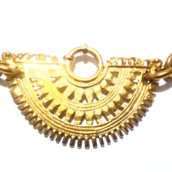 Vintage New York Studio Signed Ethnic Inspired Adjustable Gold Tone Chain Belt - Picture 3 of 6